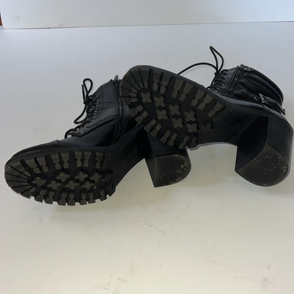 LAST CALL: Lug sole lace up bootie with zipper. Vegan leather. - Picture 4 of 6